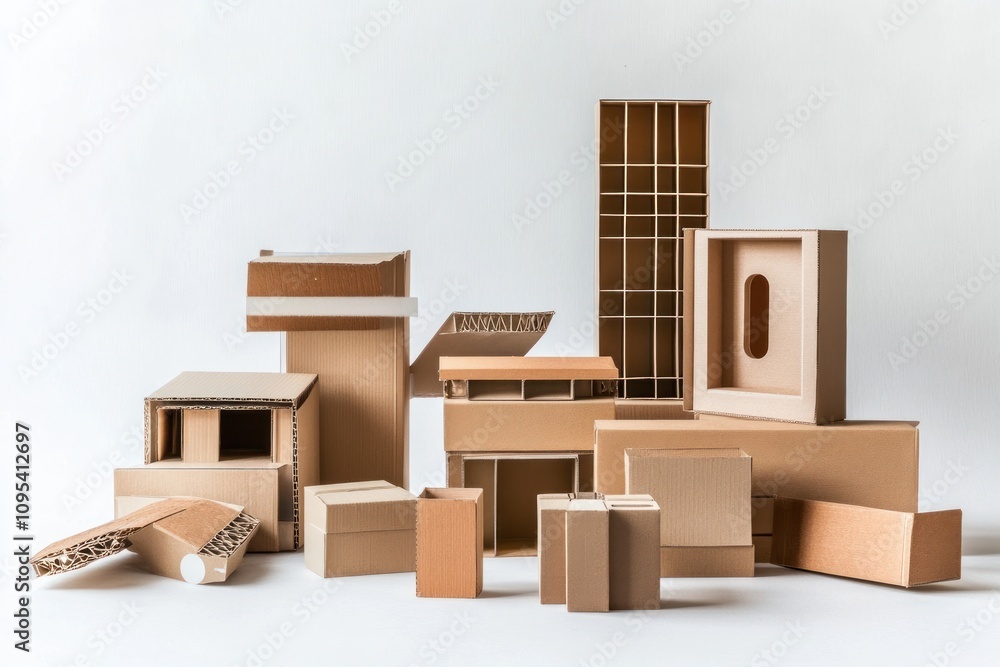 Cardboard Boxes Arrangement Abstract Composition Cardboard Boxes Arrangement Abstract Composition