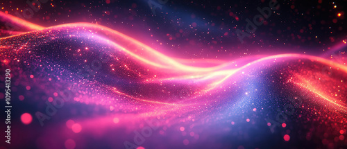 Abstract Cosmic Nebula, Pink and Blue Energy Waves