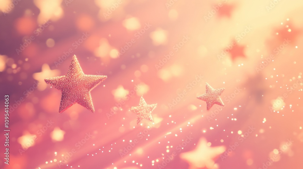 Glittering Stars Floating in a Pink and Orange Sky Glittering Stars Floating in a Pink and Orange Sky