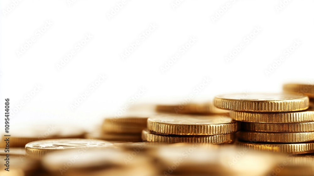 Golden Coins Stacked High Representing Wealth Golden Coins Stacked High Representing Wealth
