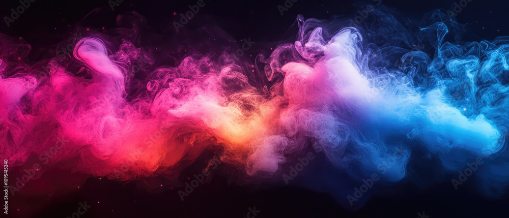 Abstract Colorful Smoke Swirls on Black Background Abstract Colorful Smoke Swirls on Black Background