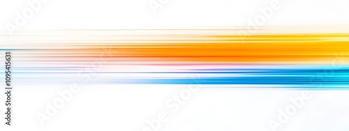  Abstract background with blurred speed lines in blue, orange, and yellow colors on a white background