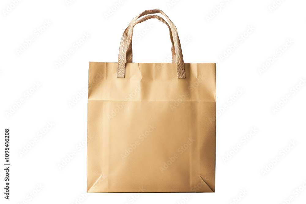 Beige paper shopping bag with handles, isolated on black background. Beige paper shopping bag with handles, isolated on black background.