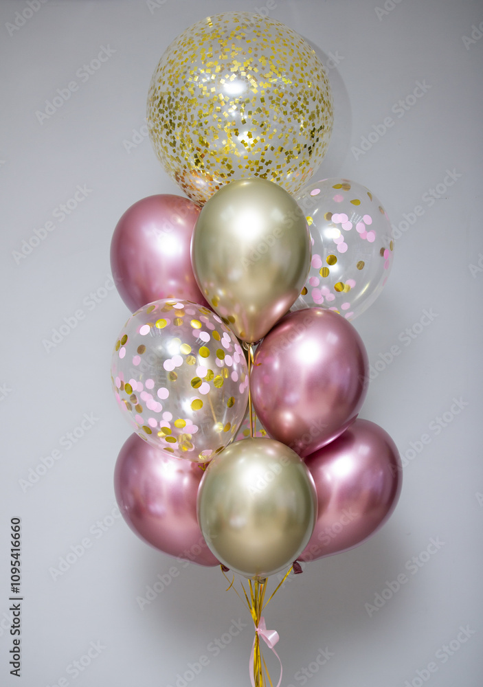pink and gold balloons chrome and balloons with confetti and helium pink and gold balloons chrome and balloons with confetti and helium