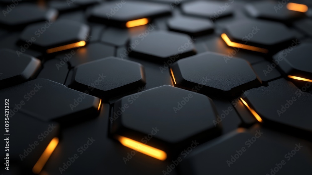 Obraz premium Illuminated Hexagonal Pattern Abstract Dark Background