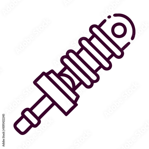 A purple line drawing of a spring. The spring is shown in a stylized way, with a black and white outline. Scene is simple and elegant, with the focus on the shape and form of the spring