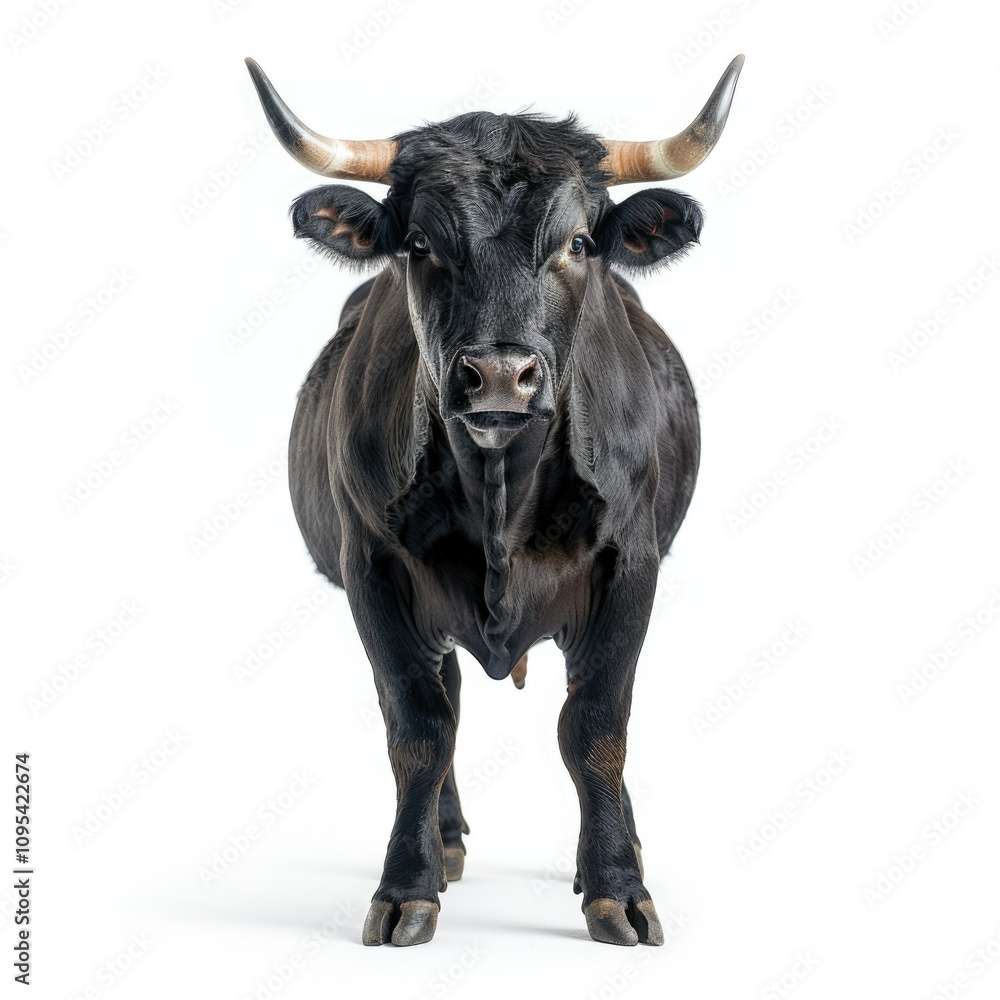 Young Belgian blue bull isolated on white background. Young Belgian blue bull isolated on white background.