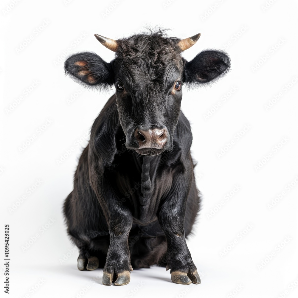 Young Belgian blue bull isolated on white background. Young Belgian blue bull isolated on white background.
