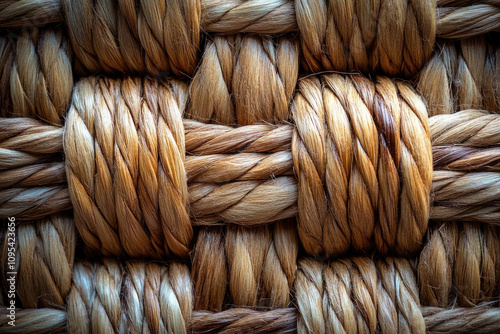 Woven Texture Background, Brown and Beige Intertwined Fibers photo