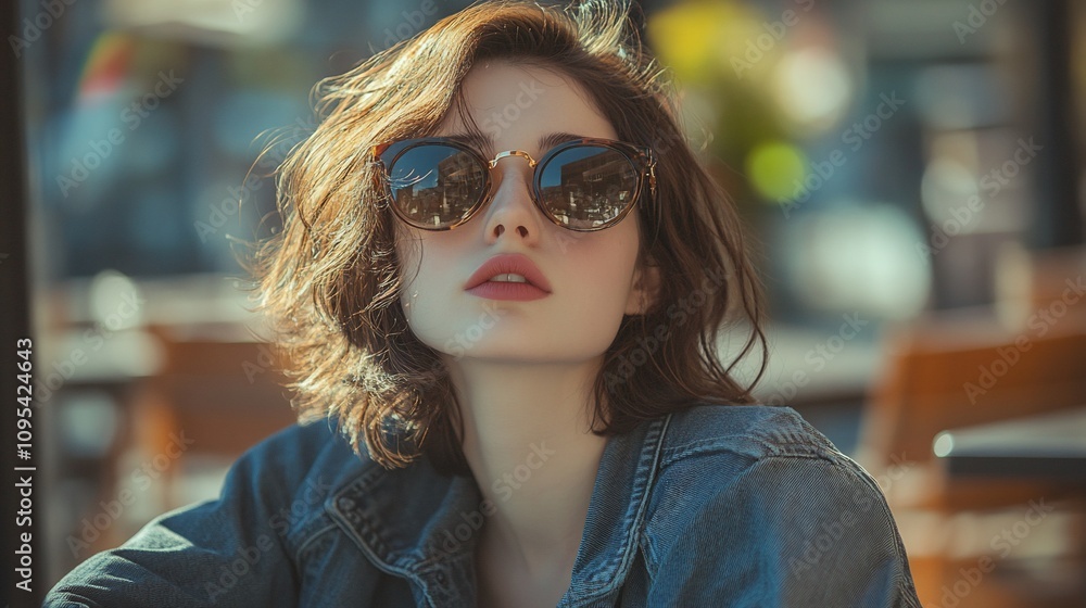 Stylish woman in sunglasses outdoors. Stylish woman in sunglasses outdoors.
