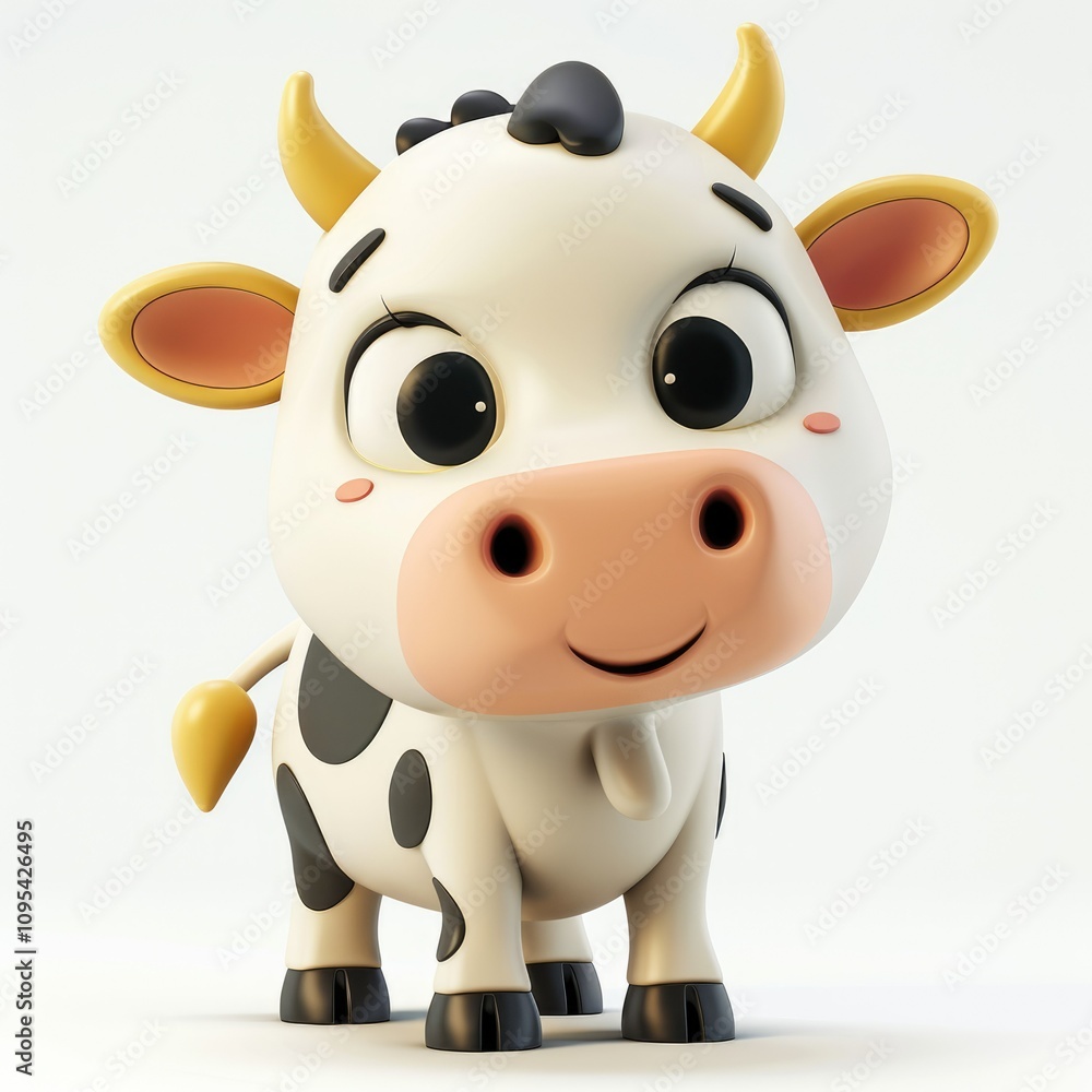 3D cartoon cow illustration on isolated background. 3D cartoon cow illustration on isolated background.