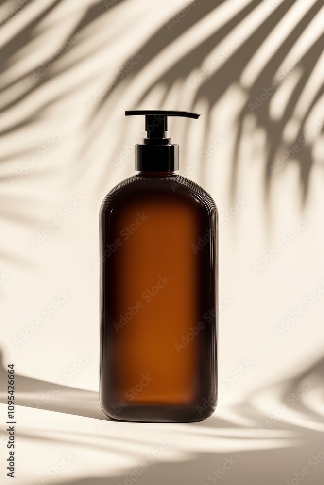 Amber pump bottle with shadow effect Amber pump bottle with shadow effect