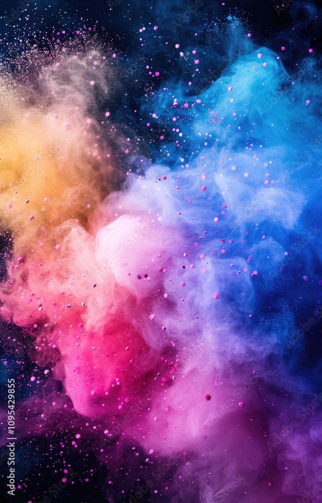 Fototapeta premium Vibrant abstract wallpaper with colorful powder explosion. AI generated illustration.