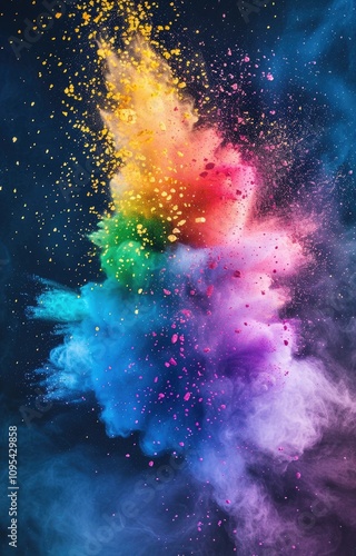 Vibrant abstract wallpaper with colorful powder flash. AI generated illustration.