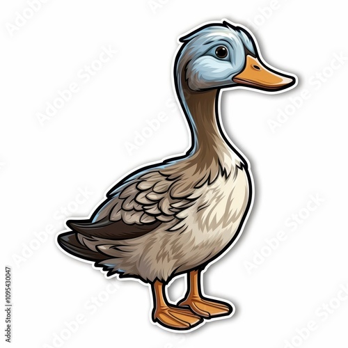 Digital Illustration of a Colorful Duck Sticker Design photo