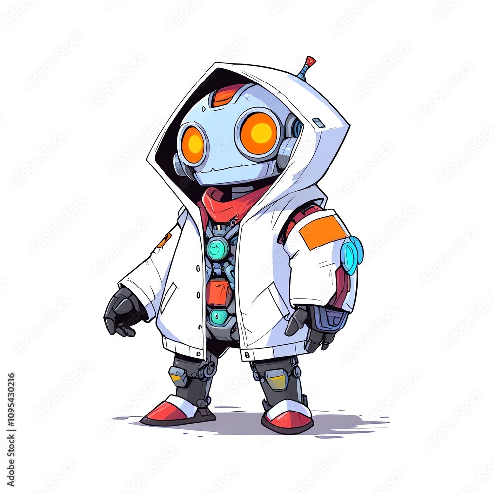 Adorable Robot in a White Hoodie: A Whimsical Digital Art Adorable Robot in a White Hoodie: A Whimsical Digital Art