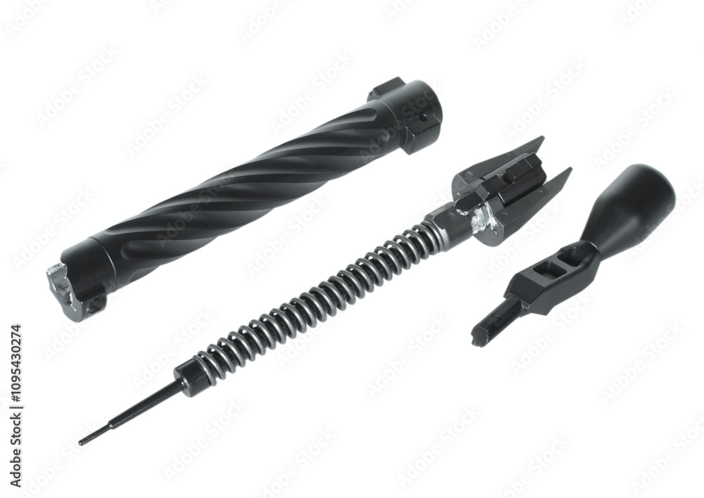 Bolt acxtion rifle bolt disassembled and isolated in its parts Bolt acxtion rifle bolt disassembled and isolated in its parts