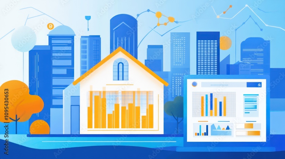 Obraz premium Real Estate Market Analysis: Smart Home Data Visualization