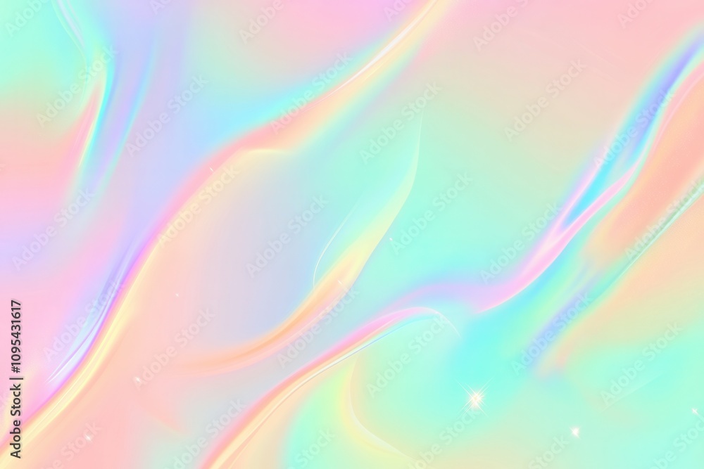 Holographic Iridescent Background with Pastel Flowing Waves Holographic Iridescent Background with Pastel Flowing Waves