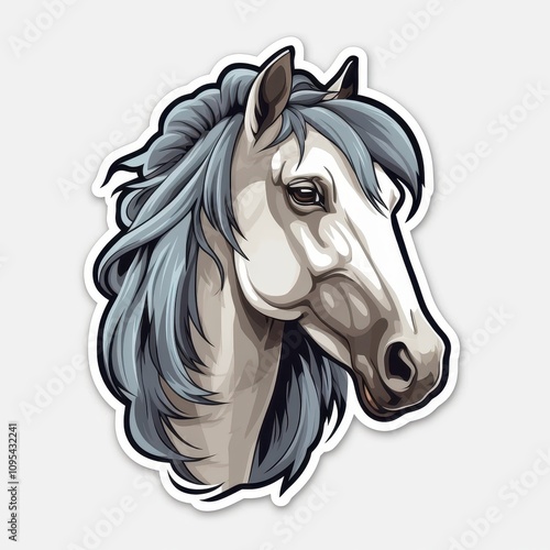 Digital Illustration of a Graceful Horse Sticker Design