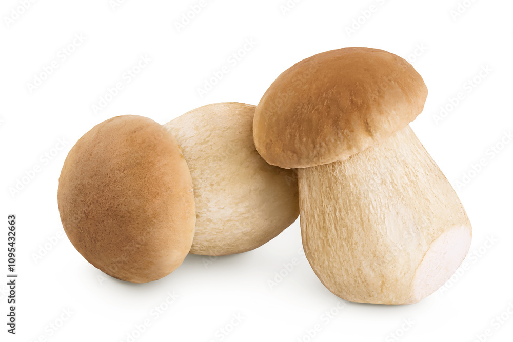 Fresh porcini cep mushroom isolated on white background with full depth of field Fresh porcini cep mushroom isolated on white background with full depth of field