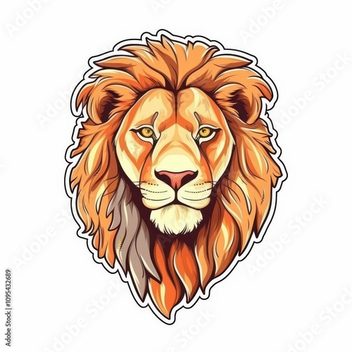 Digital Illustration of a Majestic Lion Head Sticker Design photo