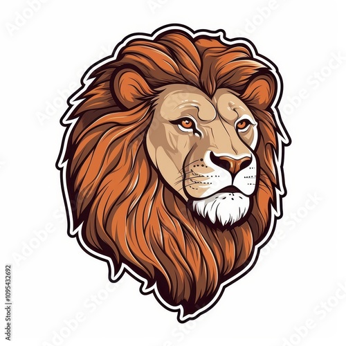 Digital Illustration of a Majestic Lion Head Sticker Design photo