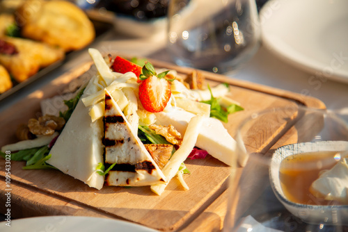 breakfast cheese plate on the table