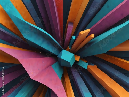 Abstract Colorful 3D Geometric Shapes Explosion photo