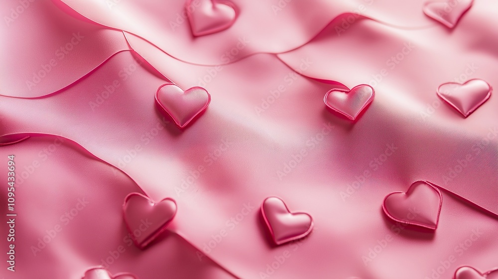 A background of crinkled pink foil with delicate embossed hearts, reflecting light. The stylish and romantic texture, shimmering pink foil, Valentine’s Day card, elegant metallic surface A background of crinkled pink foil with delicate embossed hearts, reflecting light. The stylish and romantic texture, shimmering pink foil, Valentine’s Day card, elegant metallic surface