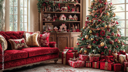 Elegant Living Room Adorned for Christmas (christmas-tree) photo