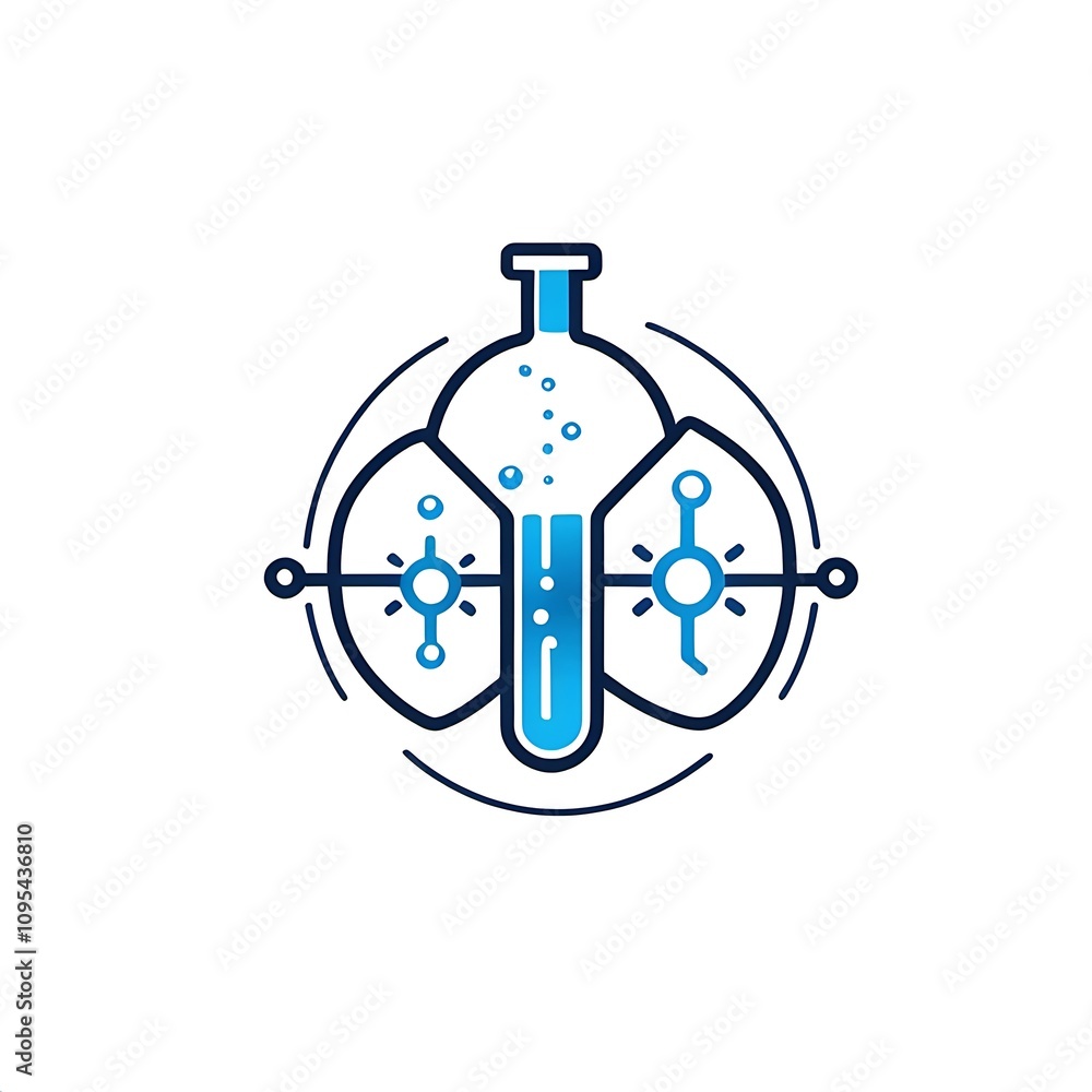 Fototapeta premium Creative and professional laboratory symbol for science, technology, and healthcare medical logo designs vector editable isolated on white background