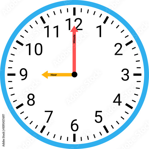 Analog clock showing time illustration 