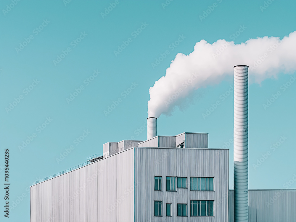Industriegebäude mit Rauchwolke vor blauem Himmel
Industriegebäude mit Rauchwolke vor blauem Himmel