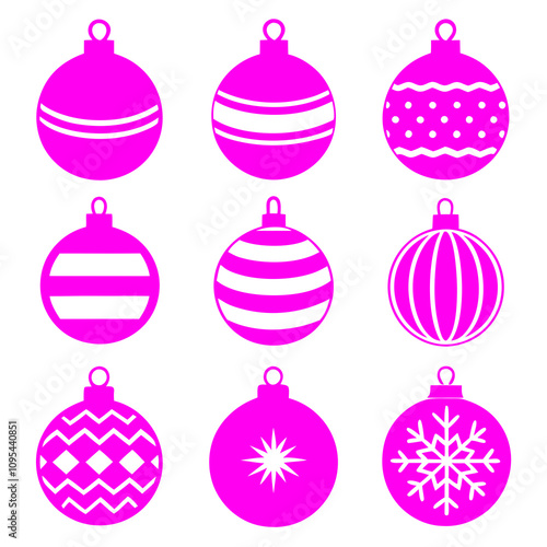 Sets of Christmas ball colorful icon set on white background