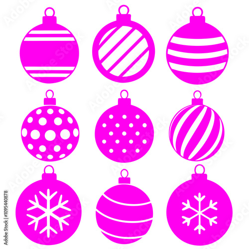 Sets of Christmas ball colorful icon set on white background