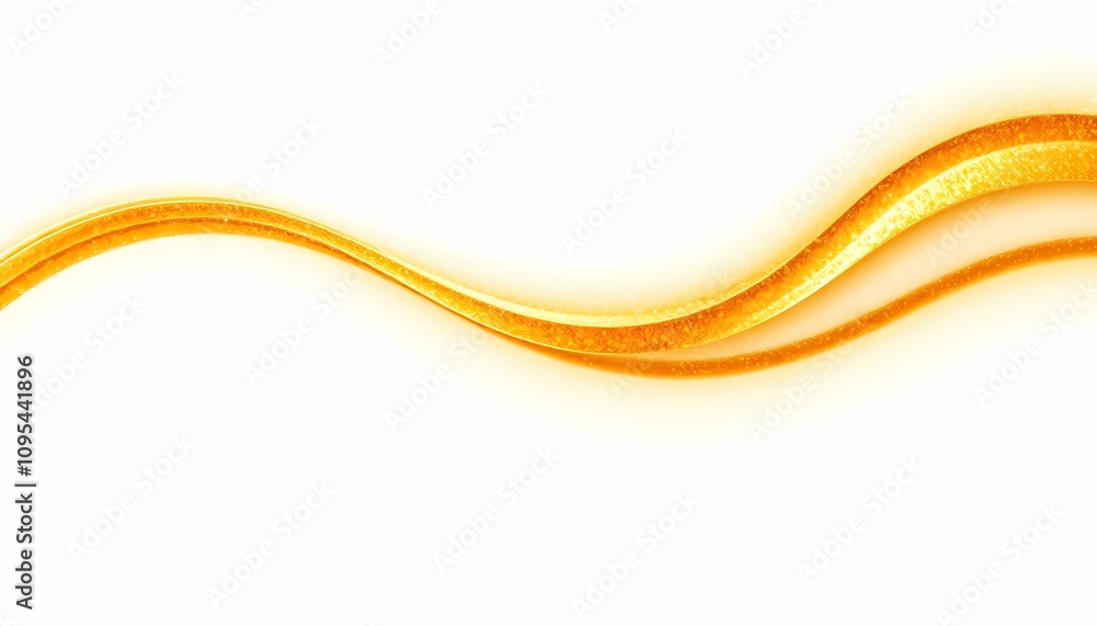 Golden Waves with Sparkling Particles Flowing on White Background Golden Waves with Sparkling Particles Flowing on White Background