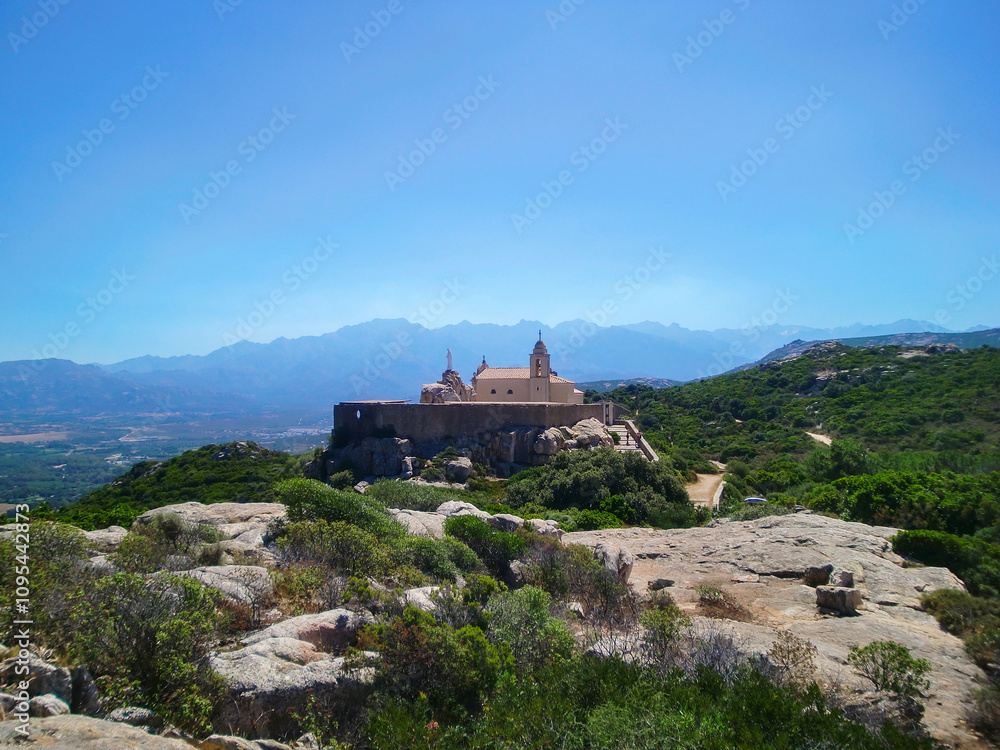 Landscape panorama and Notre Dame de la Serra Landscape panorama and Notre Dame de la Serra