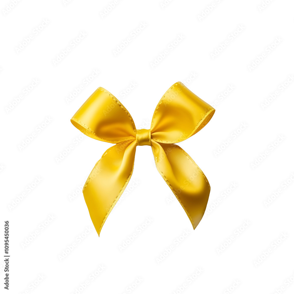 yellow ribbon bow on transparent background