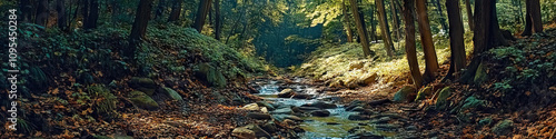 Secret Slope: A hidden hill, tucked away in the woods, revealing a secluded glade and crystal-clear stream.