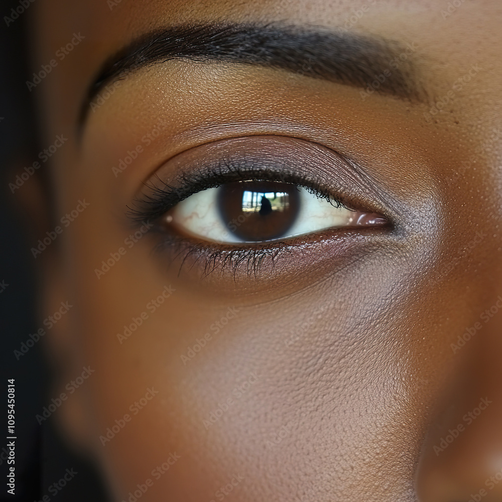 Close-up view of a womans eyebrow makeup highlighting natural beauty and detail Close-up view of a womans eyebrow makeup highlighting natural beauty and detail