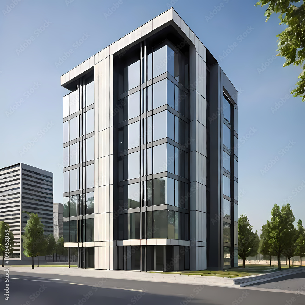 Fototapeta premium modern office building with sky