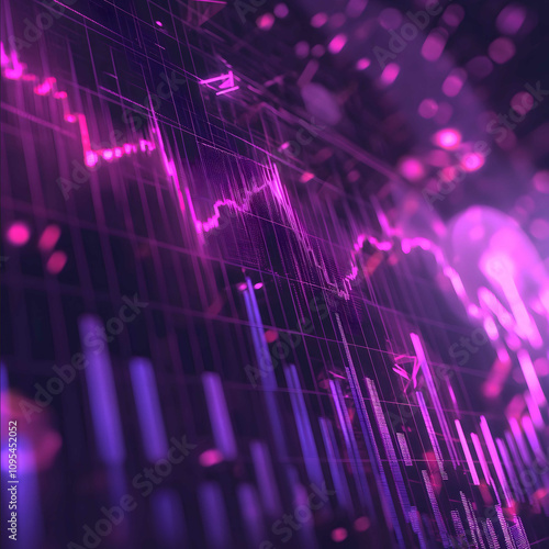 purple crypto trading background goin up cinematiic 3d photo