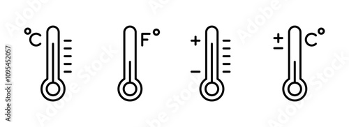 Thermometer, Temperature  icon set. Weather, thermometer outline symbol collection. Vector