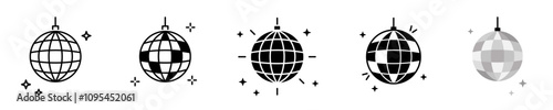 Discoball icon set. Disco Ball party symbol. Dance club Ball icons collection. Vector icons