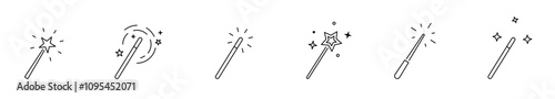 Magic wand icon set. Magical wand symbols. Vector icons