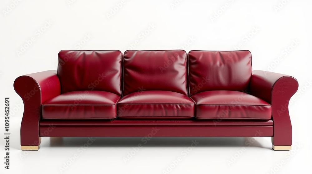 White Leather Three-Person Curved Armrest Sofa with Pull-Point Design White Leather Three-Person Curved Armrest Sofa with Pull-Point Design