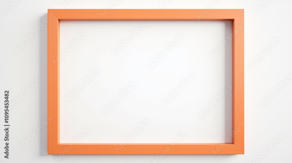 Orange Framed Picture Hanging on a White Wall Orange Framed Picture Hanging on a White Wall