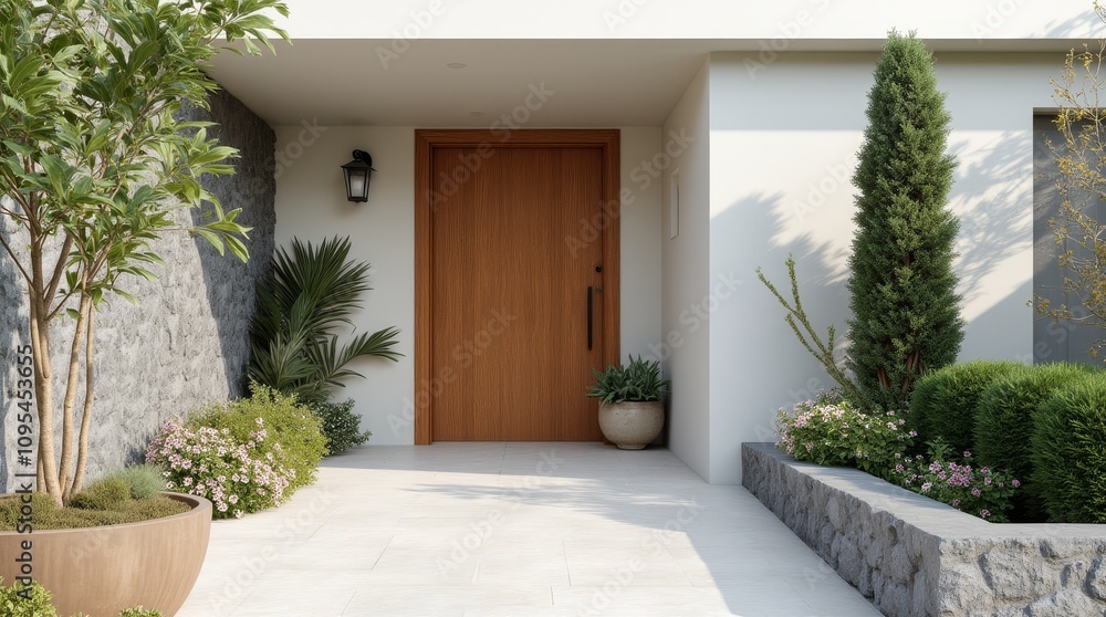 Stunning Front View of a Modern Residential Home Stunning Front View of a Modern Residential Home