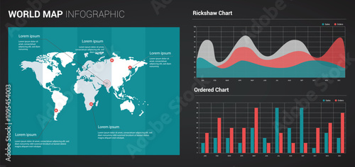 Flat World Map Infographics